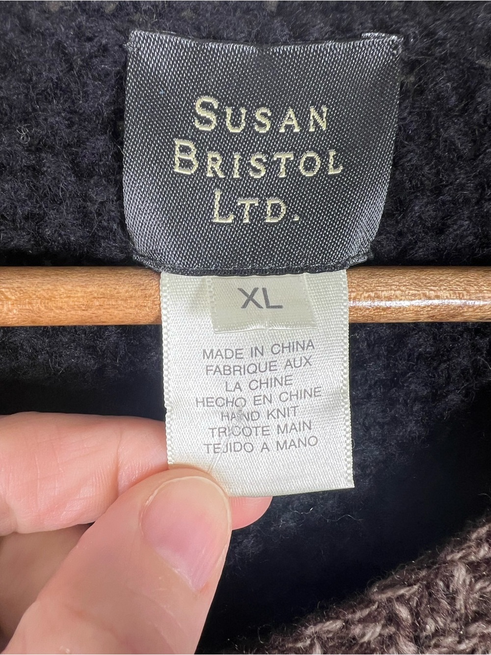 Susan Bristol Wool Patchwork Long Cardigan Sweater Women XL Lagenlook Artsy Boho - Picture 3 of 7